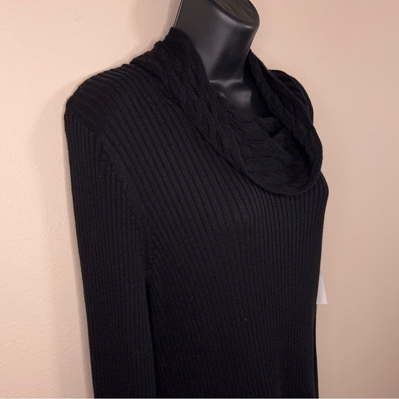 NEW XL CROFT AND BARROW BLACK COWL NECK KNIT SWEATER LONG SLEEVE - Picture 4 of 11